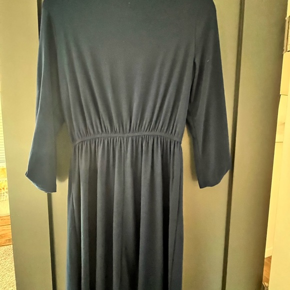 Blue navy dress , gold buttons, elastic waist band - Picture 4 of 6